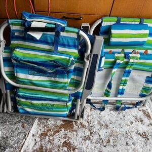 Striped Beach Chairs with Backpack Straps